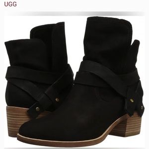 UGG Elora Black Nubuck Suede Booties 8.5 Great Condition!
